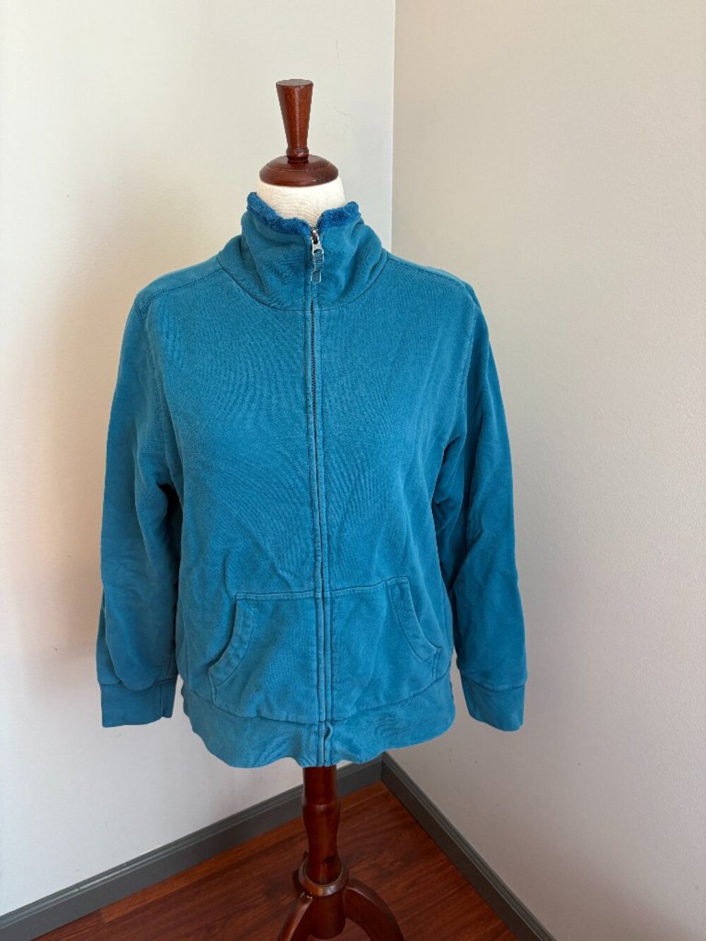 L.L.Bean Blue Sherpa Lined Full Zip Sweatshirt Jacket Women’s XL